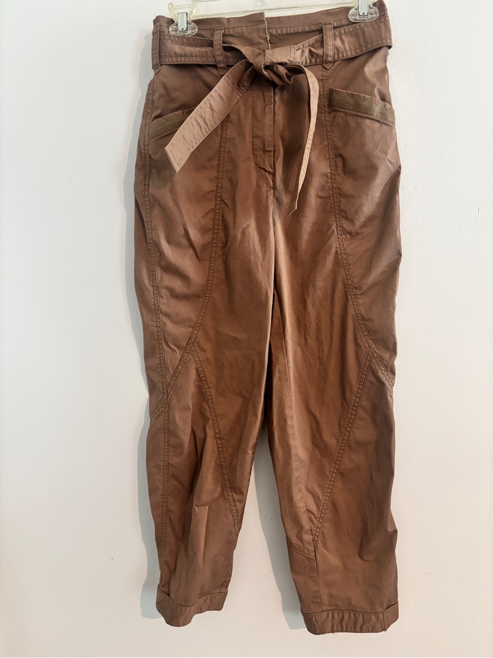 🌺Anthropologie Size 2 Ellie Brown Barrel Paperbag Utility Pants Cargo Tie-Waist